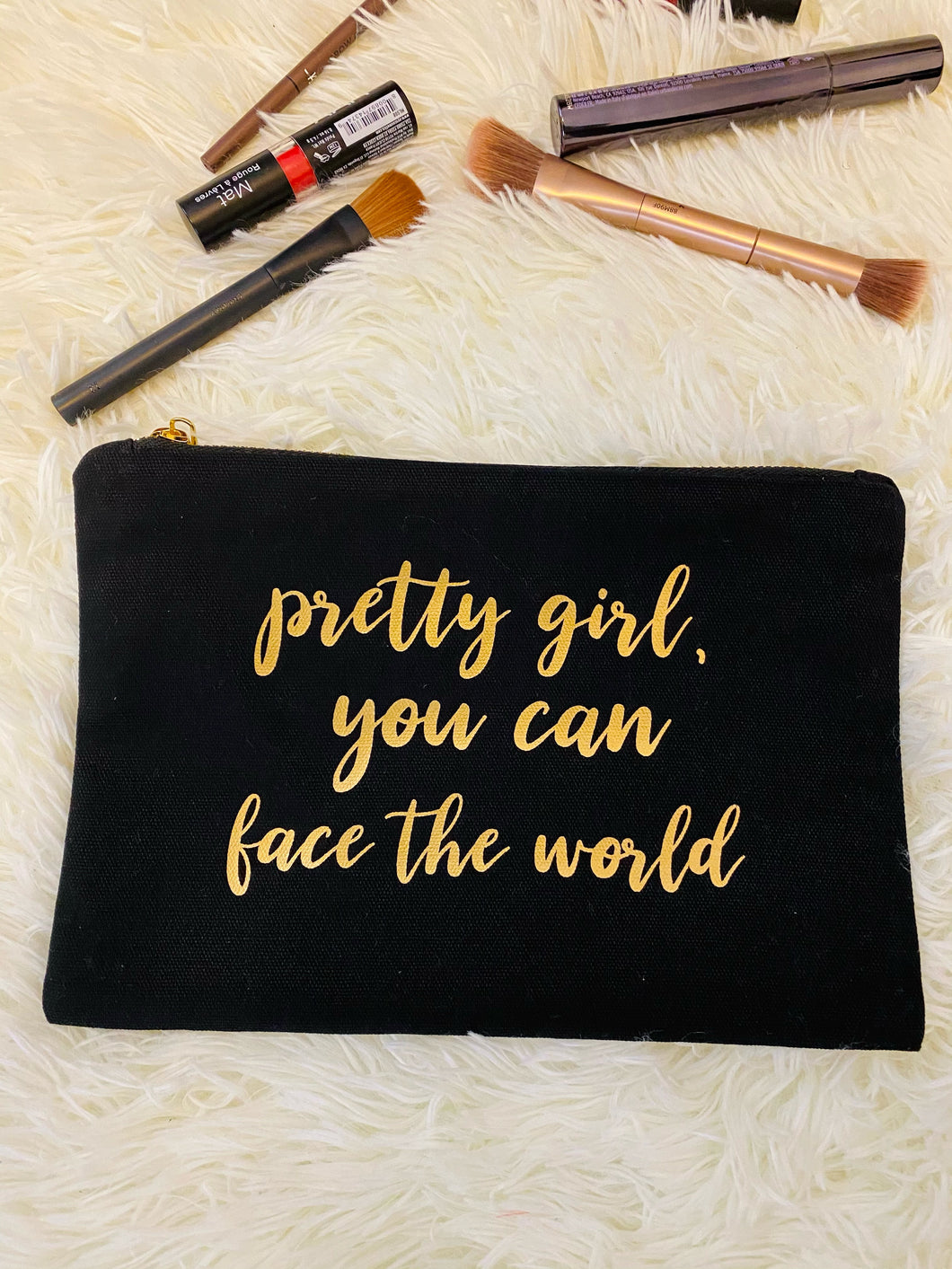 Pretty Girl Cosmetic Bag - Gold Foil